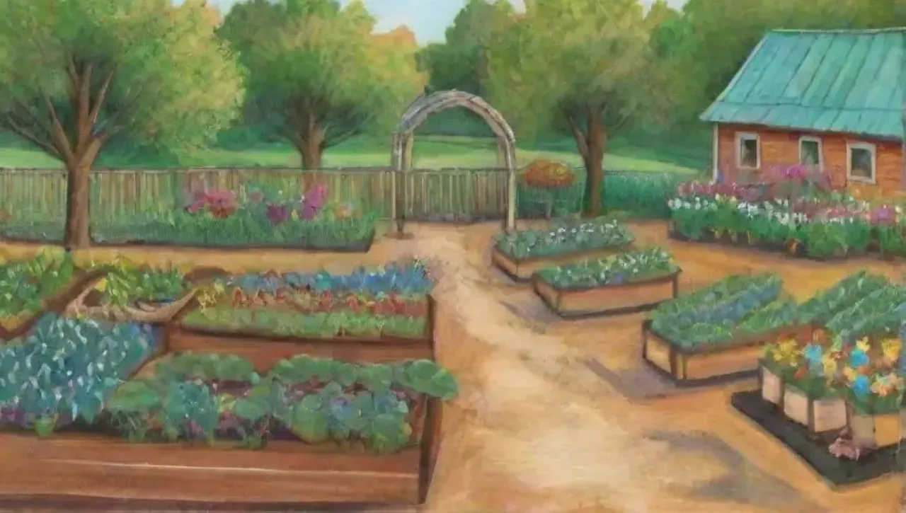 Un jardín vibrante y diverso que muestra la esencia del crecimiento y la resiliencia de la naturaleza