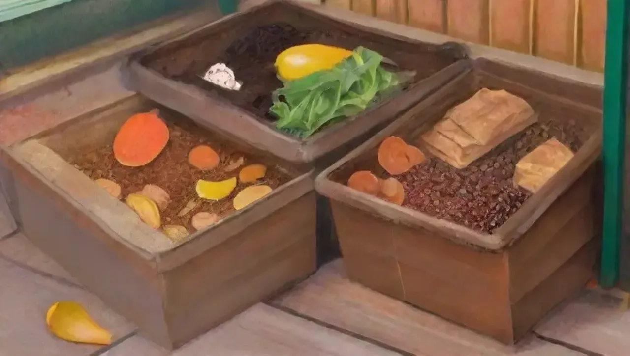 Restos de cocina coloridos y naturales que nutren la tierra