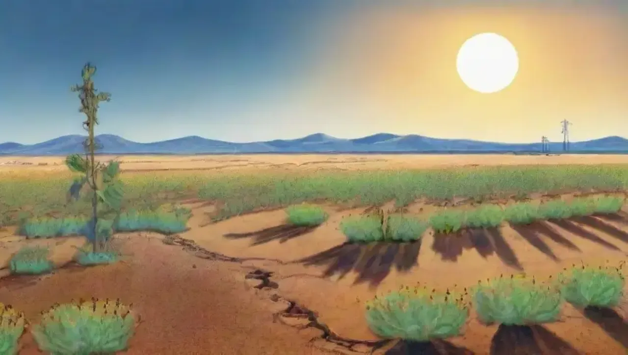 Un paisaje árido y desolado muestra la lucha por la vida en medio de la esperanza y la resiliencia agrícola
