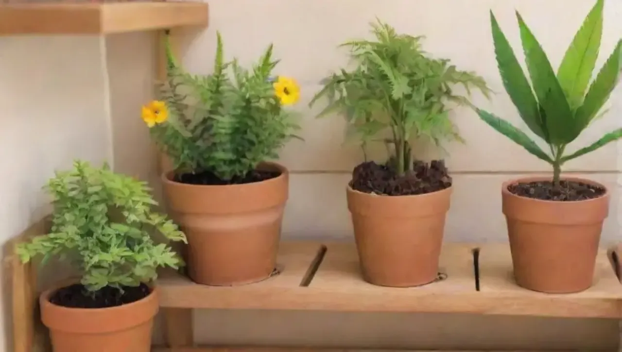 Un rincón sereno lleno de plantas vibrantes y cálida luz natural