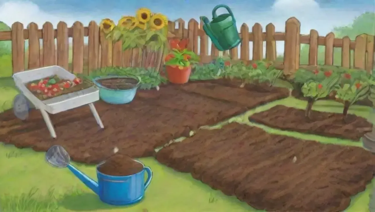 Un vibrante jardín florece bajo el sol, lleno de vida y color