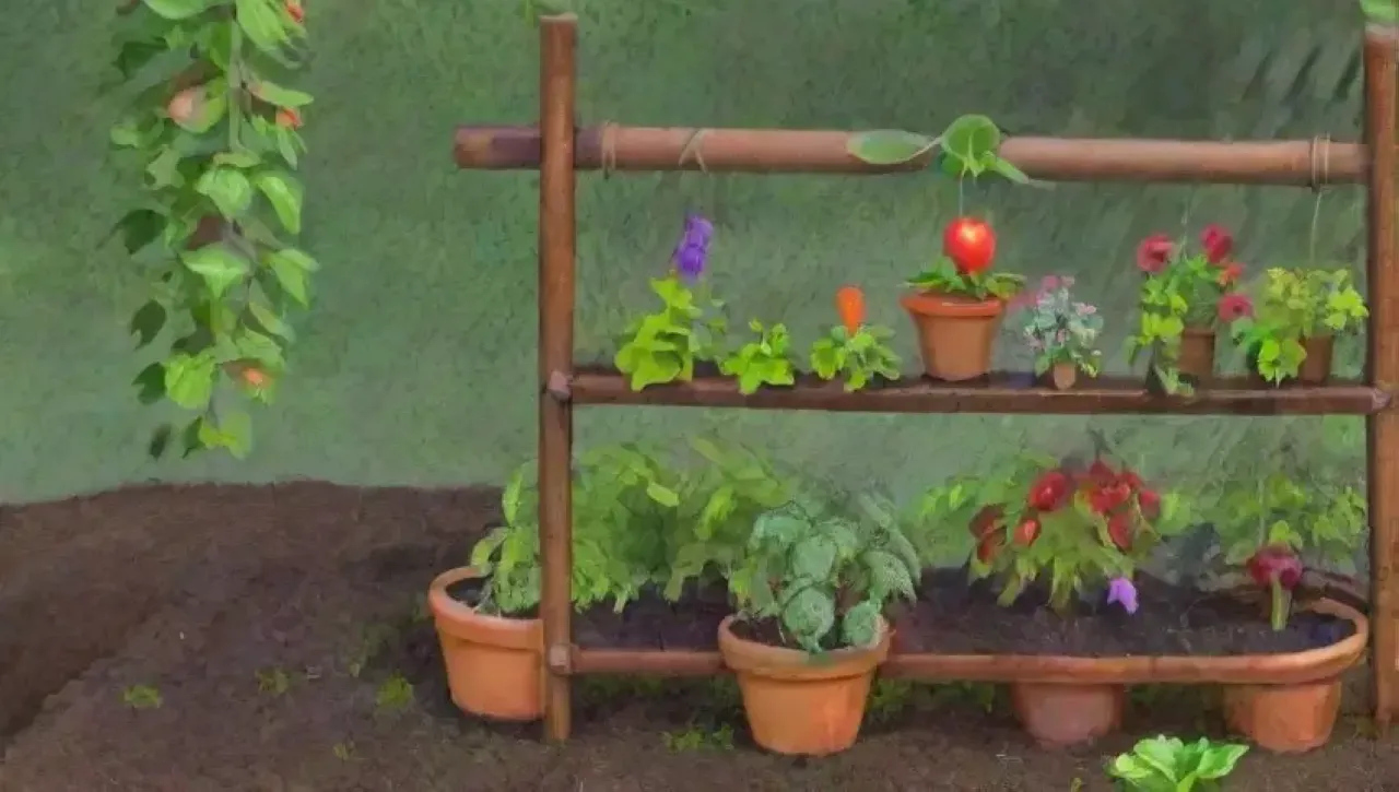 Un jardín vibrante y diverso florece con vida y color