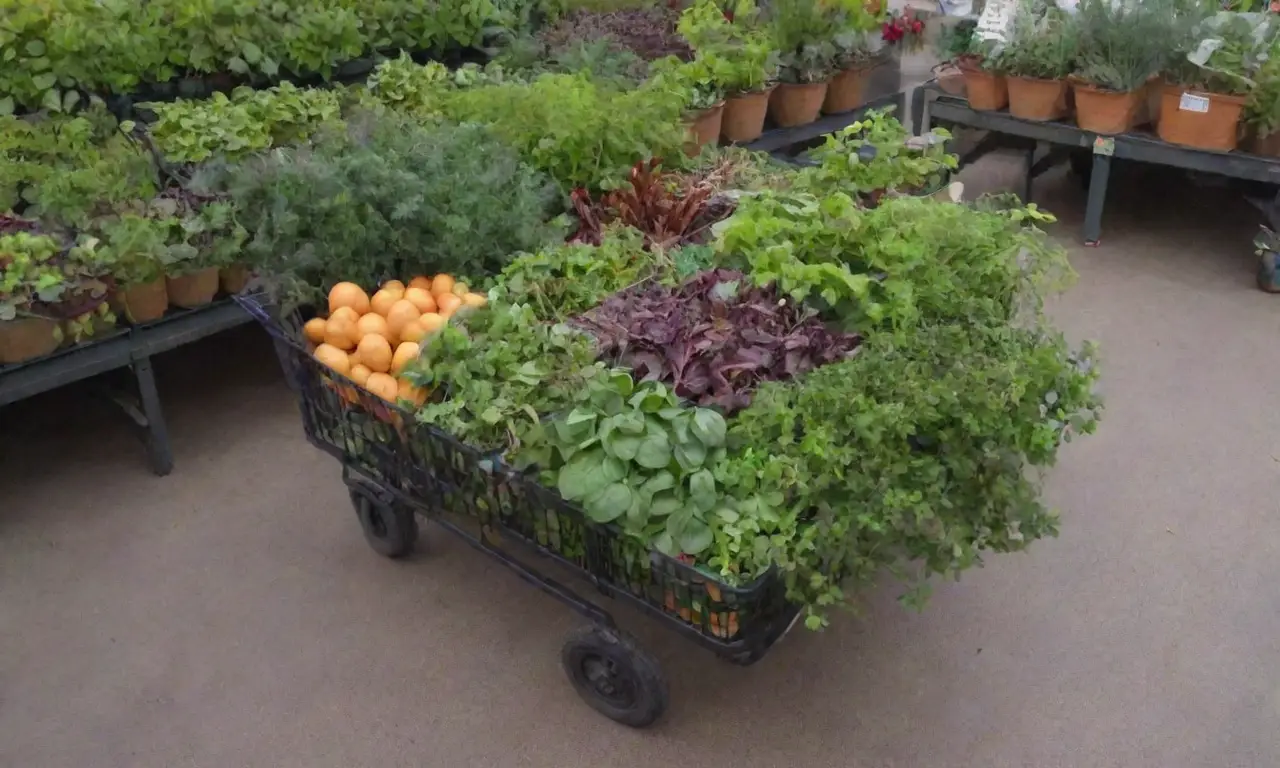 Jardín móvil con carrito de supermercado para cultivo urbano sostenible