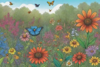 Plantas nativas y flores vibrantes atraen polinizadores y crean armonía ecológica