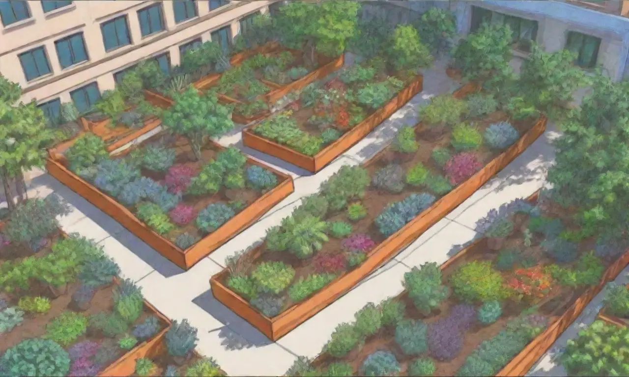 Colores brillantes y jardines urbanos optimizados para la luz y las estaciones