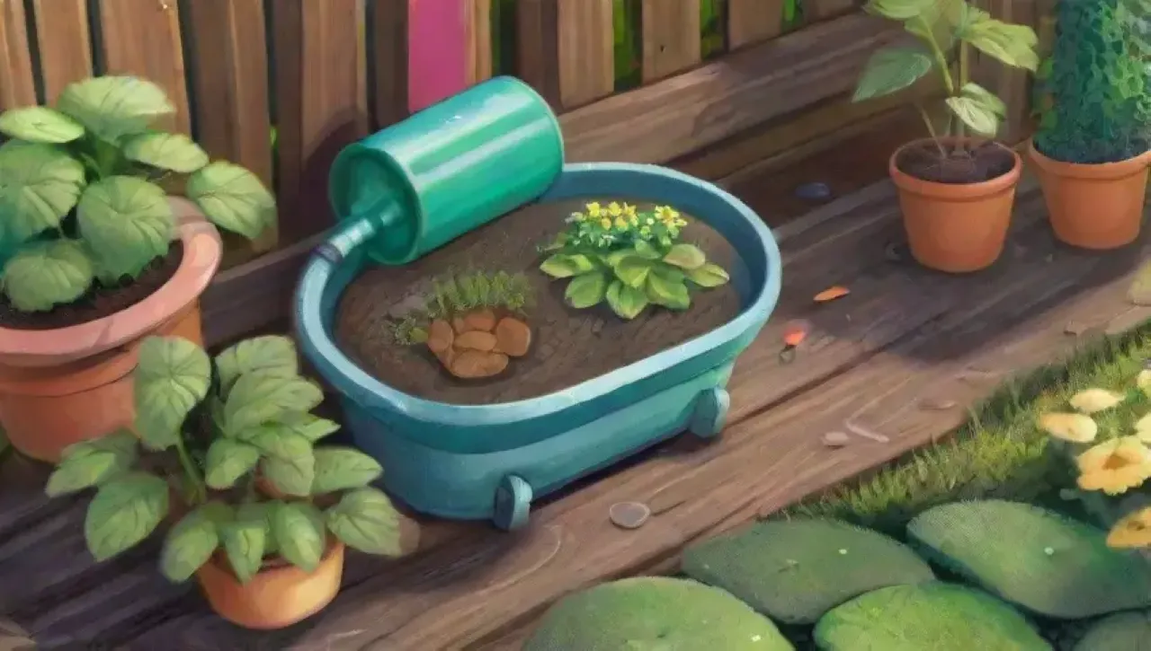 Un jardín vibrante y lleno de vida con vegetales, flores, insectos y un ambiente pacífico