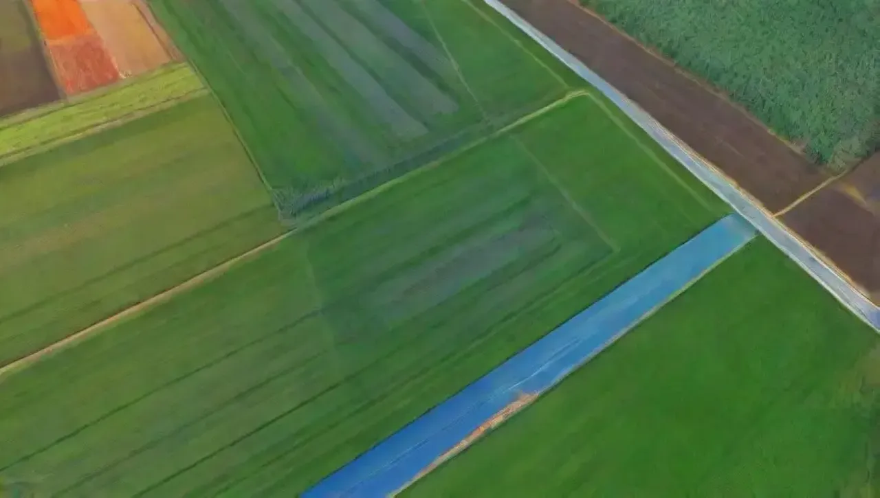 Tecnología agrícola avanzada con drones y análisis de datos en campos vibrantes