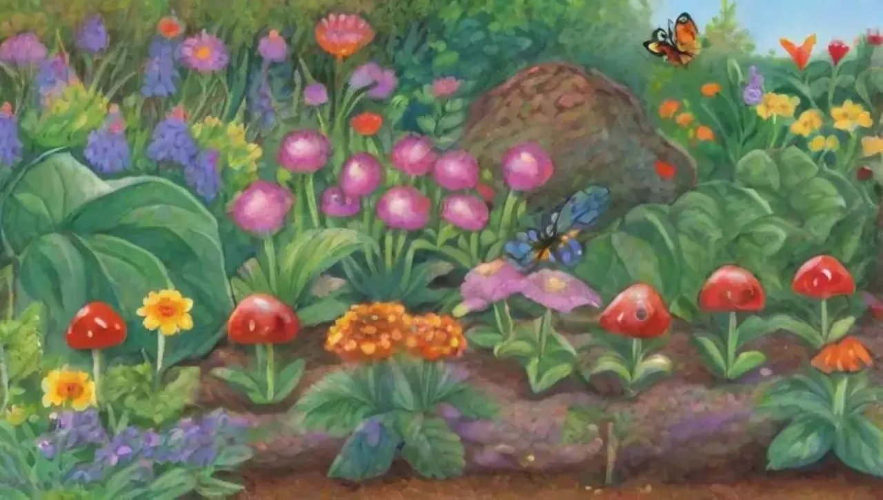 Un jardín vibrante lleno de vida y color