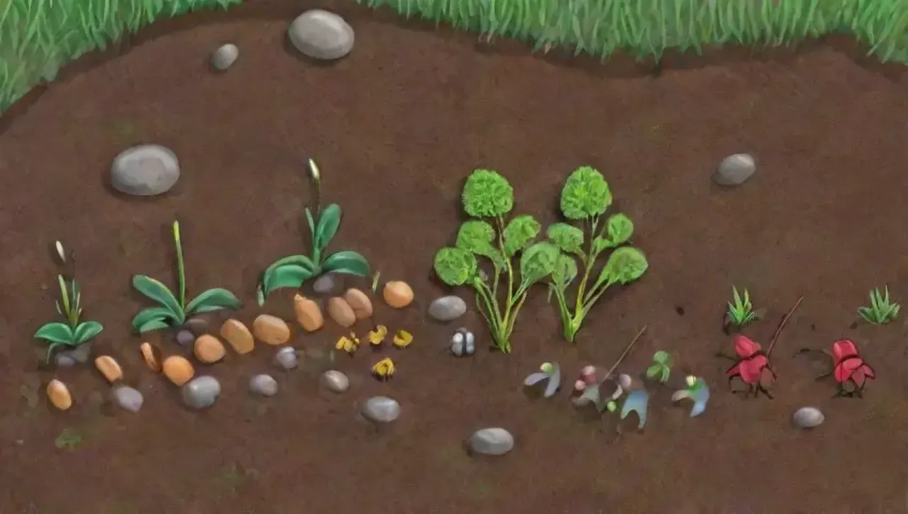 Un ecosistema vibrante y diverso florece en un suelo rico y lleno de vida