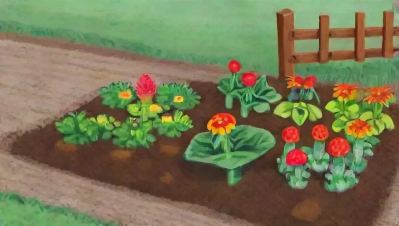 Un paisaje agrícola vibrante y armonioso lleno de vida y color