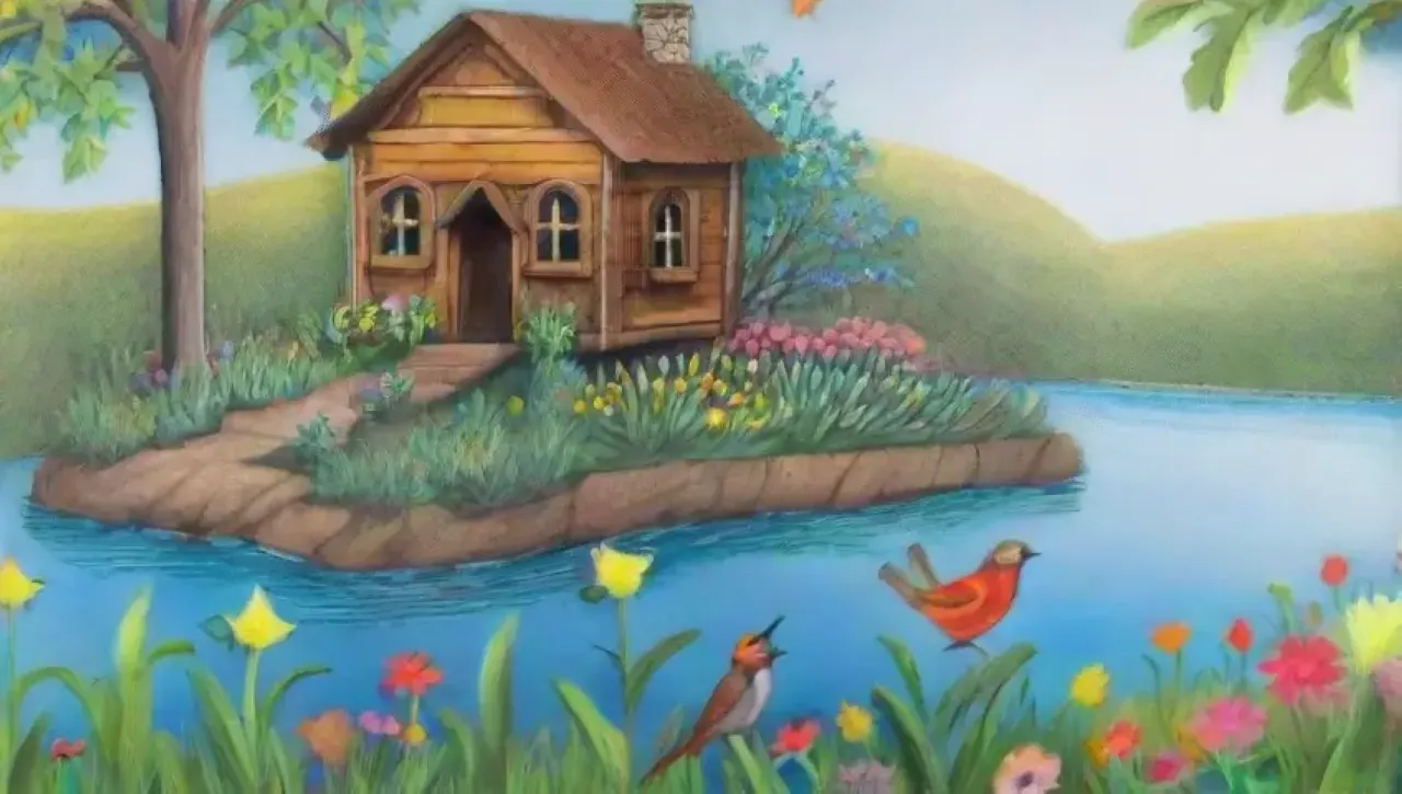 Un jardín vibrante y armonioso lleno de vida y color