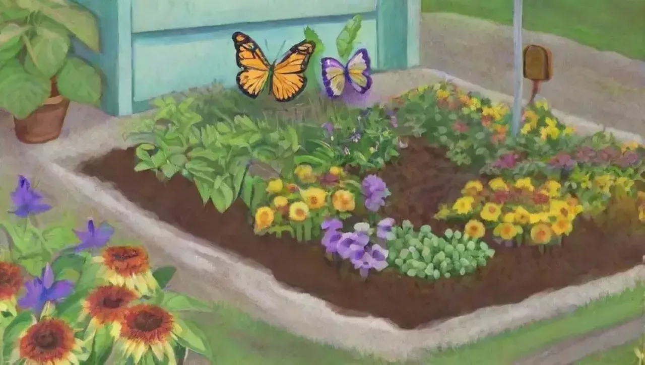 Un jardín vibrante y diverso florece en armonía con la naturaleza