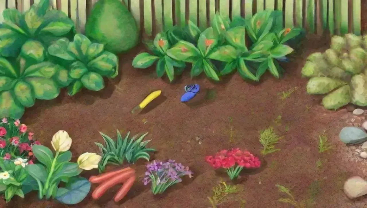 Un jardín vibrante y sereno lleno de vida y belleza natural
