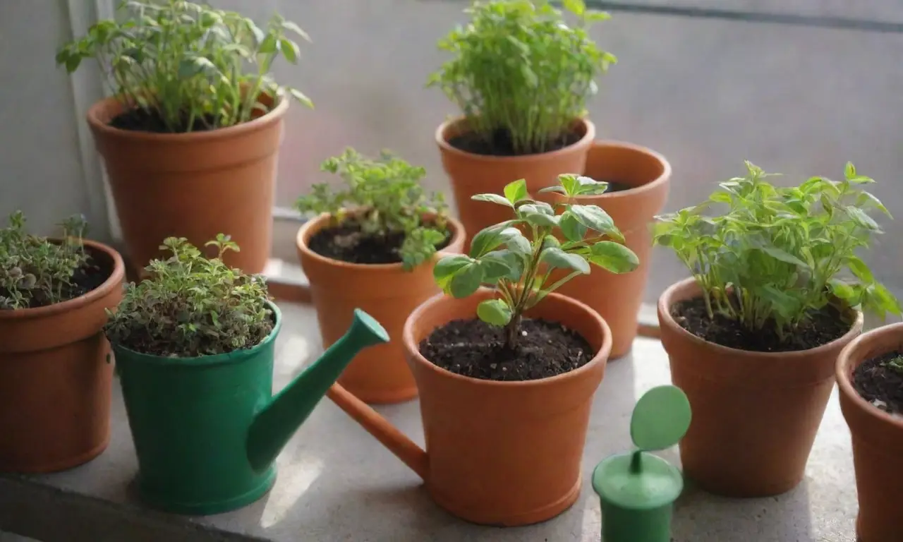 Joven jardín urbano vibrante con plántulas coloridas y consejos prácticos