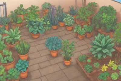 Jardín colorido con seguimiento de progreso y consejos