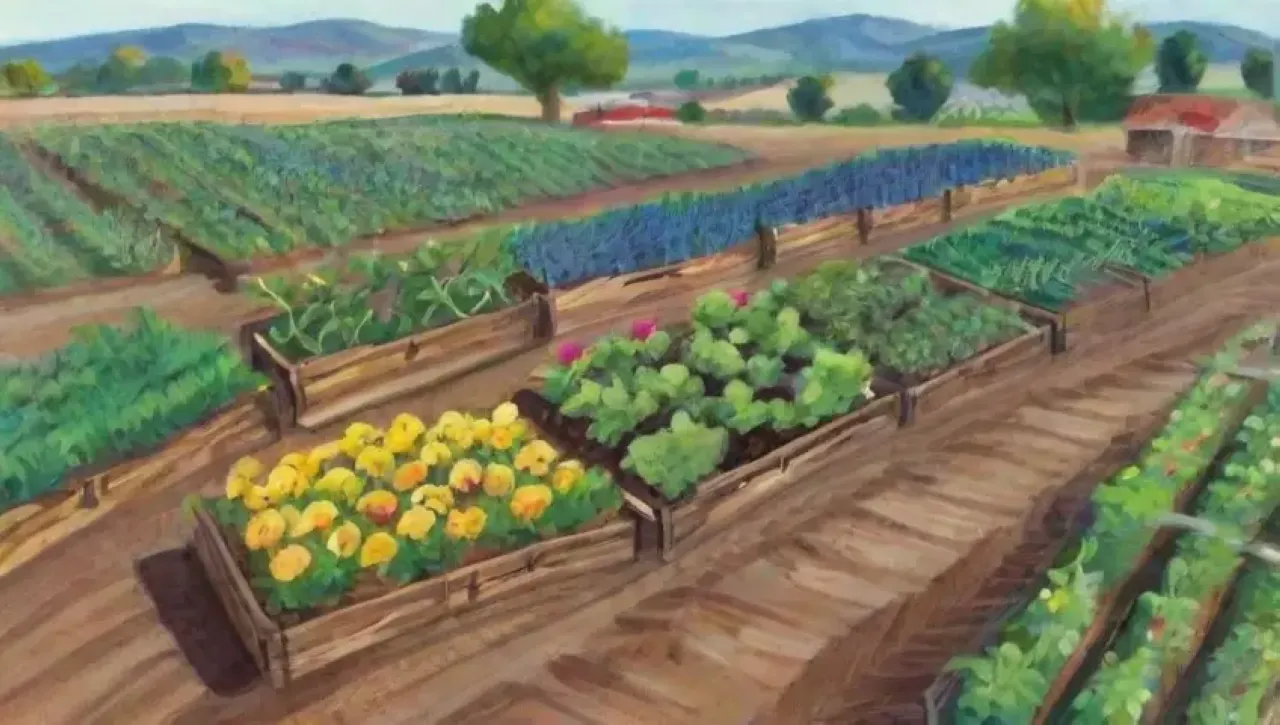 Campos verdes y vibrantes con cultivos diversos y prácticas sostenibles