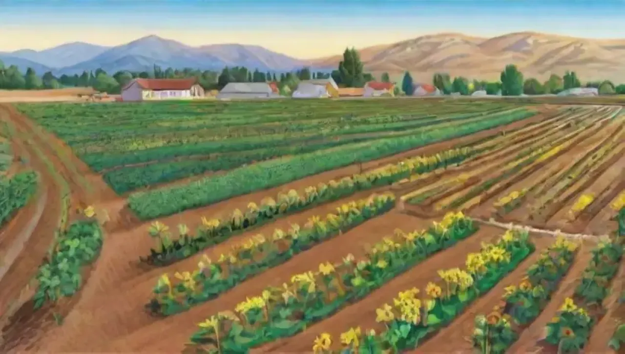 Campos verdes vibrantes con cultivos saludables y prácticas sostenibles