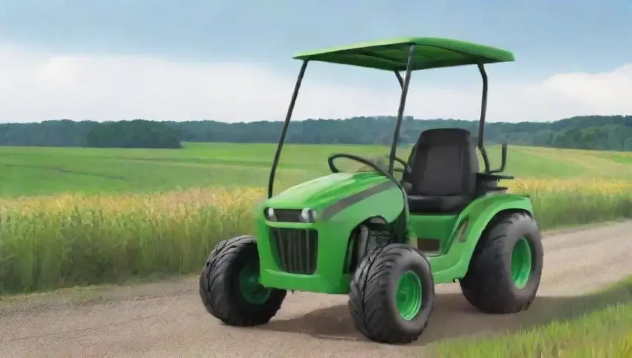 Un campo verde vibrante con un moderno tractor ergonómico que combina comodidad y tecnología para maximizar la eficiencia del agricultor