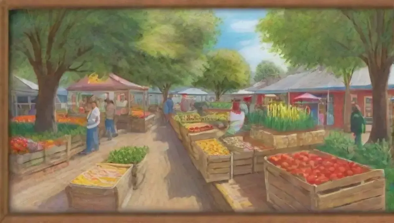 Un mercado vibrante lleno de productos frescos, risas y comunidad
