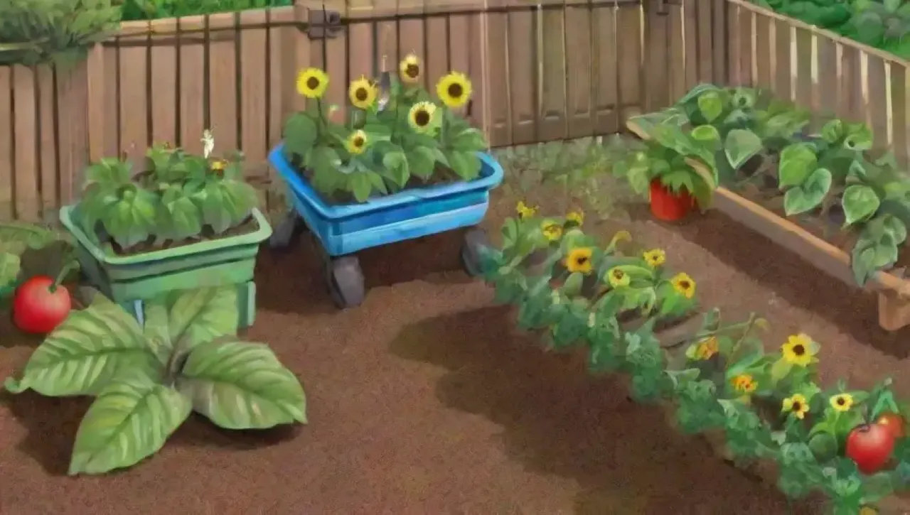 Un jardín vibrante y armonioso, lleno de plantas saludables y vida