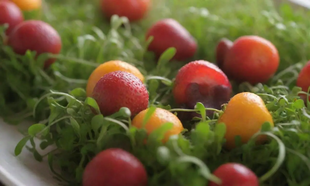 Microgreens frescos, frutas vibrantes, verduras nutritivas y recetas fáciles