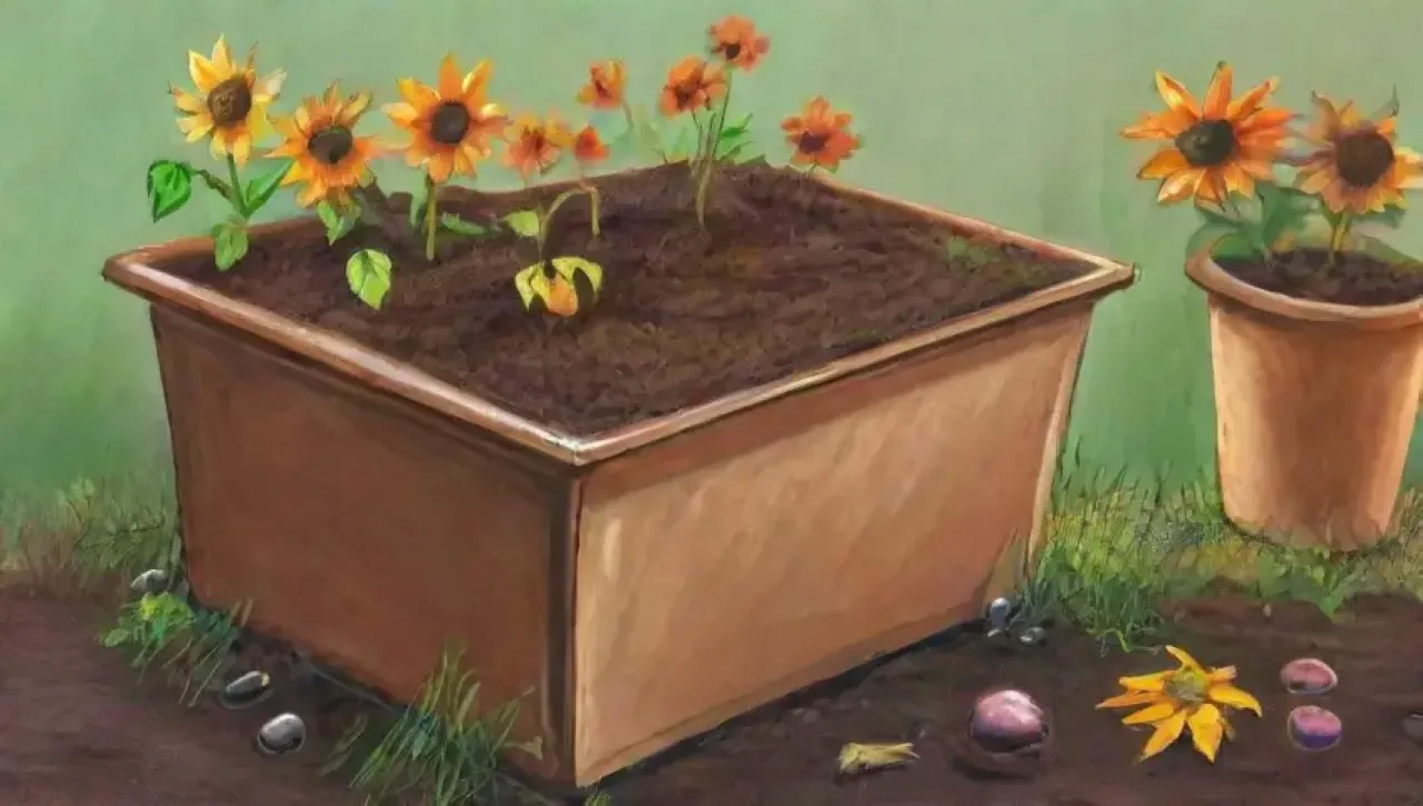 Un compost vibrante con tierra rica, hojas, luz del sol y vida orgánica en movimiento