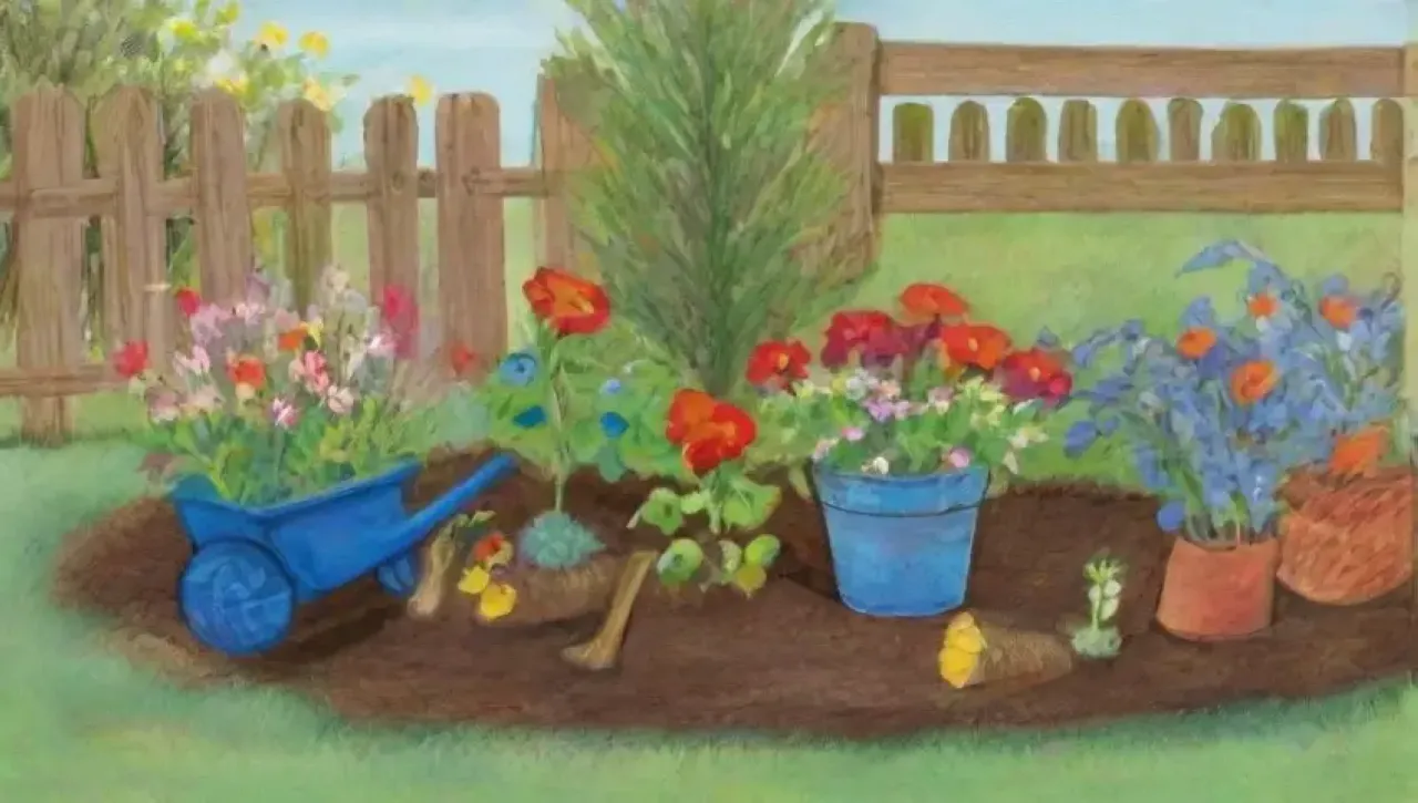 Un jardín vibrante que muestra el ciclo de la vida en colores y estaciones