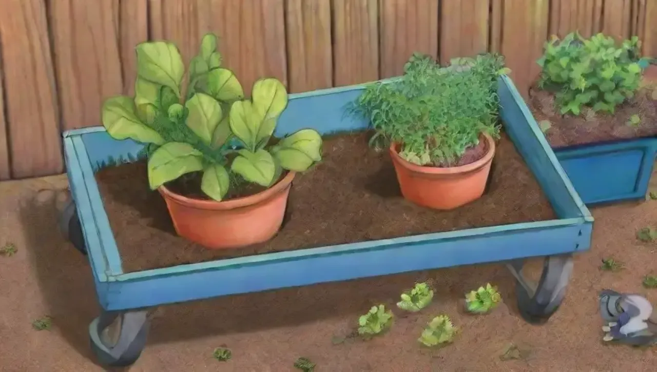 Un jardín vibrante y soleado promete una abundante cosecha