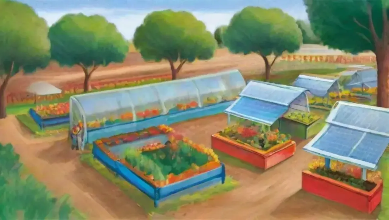 Campos verdes vibrantes con cultivos resilientes y prácticas sostenibles