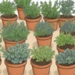 Planificación de huerto de hierbas con guías