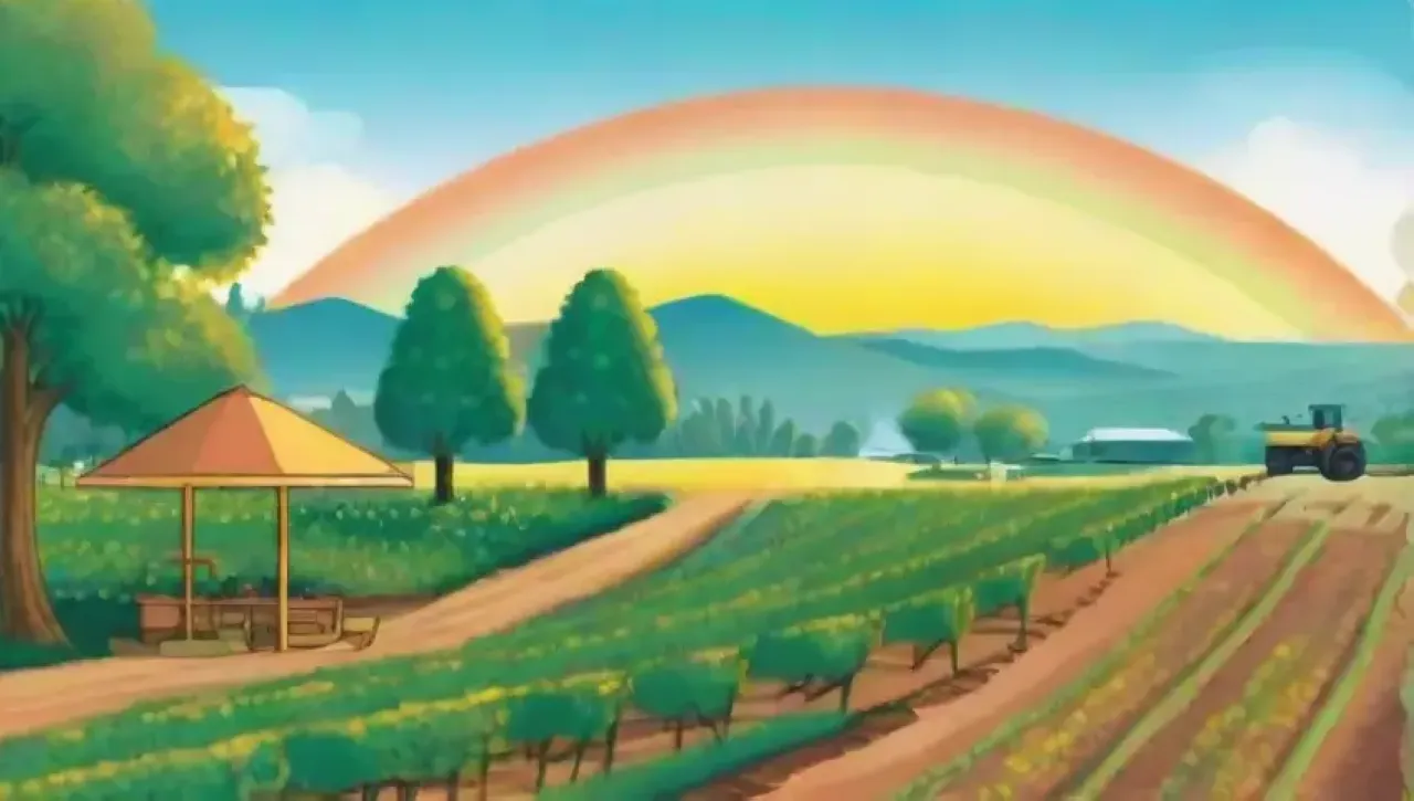 Campos verdes vibrantes con tecnología agrícola y un ambiente de esperanza