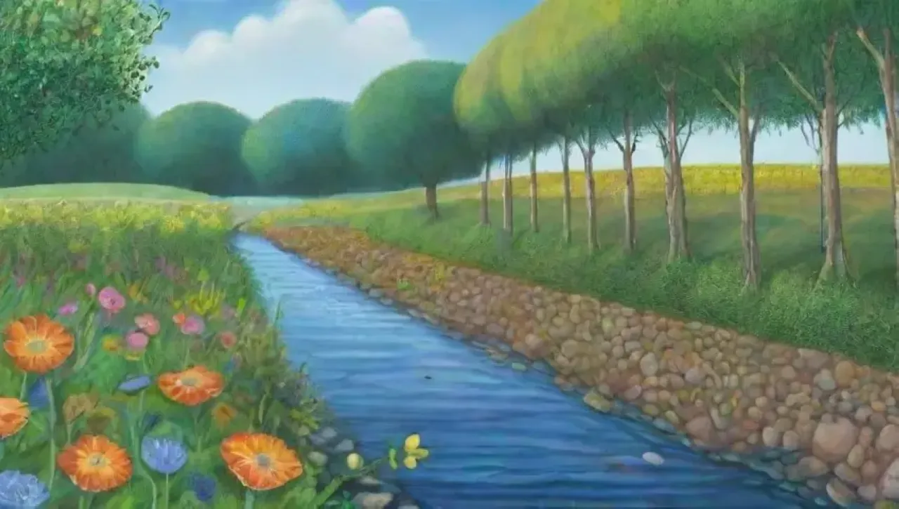 Un paisaje vibrante y armonioso que refleja el ciclo de la vida