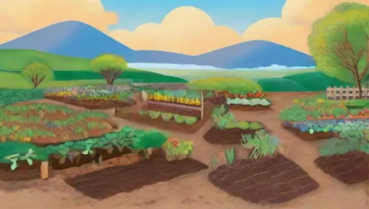 Campos verdes vibrantes con cultivos soleados y una rica biodiversidad
