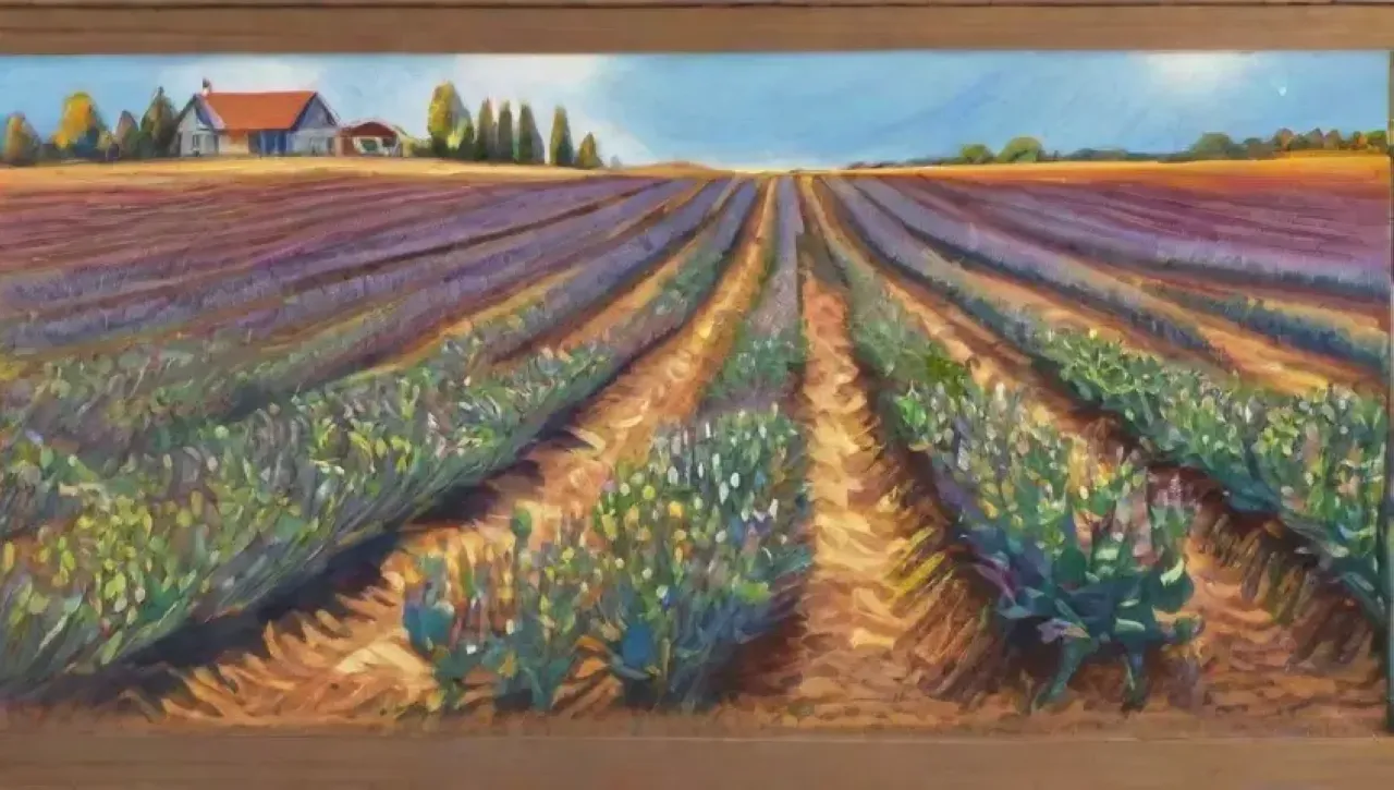 Un paisaje vibrante de campos verdes, arte de alcachofas y vida floreciente bajo el sol de otoño