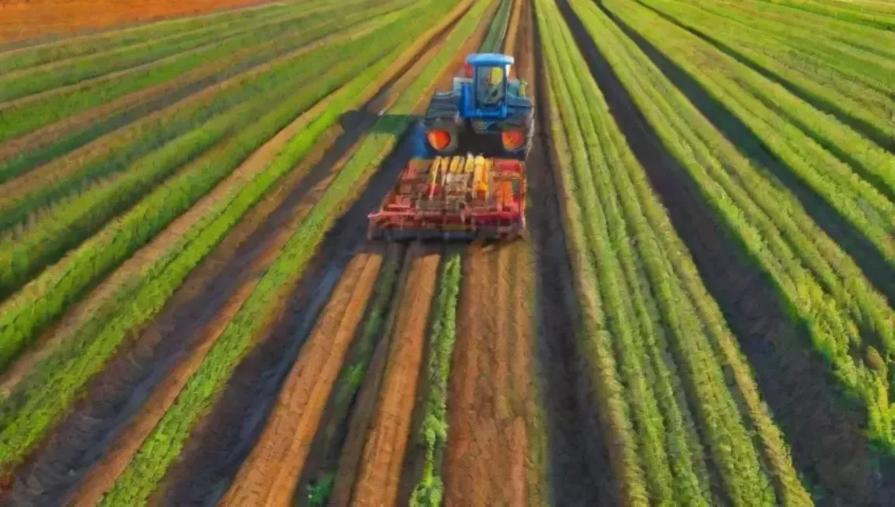 Campos verdes vibrantes con tecnología avanzada y agricultura sostenible