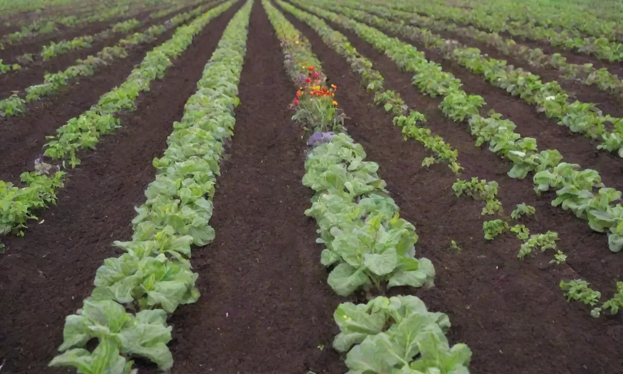 Jardinería sostenible con colores vivos y plantas saludables