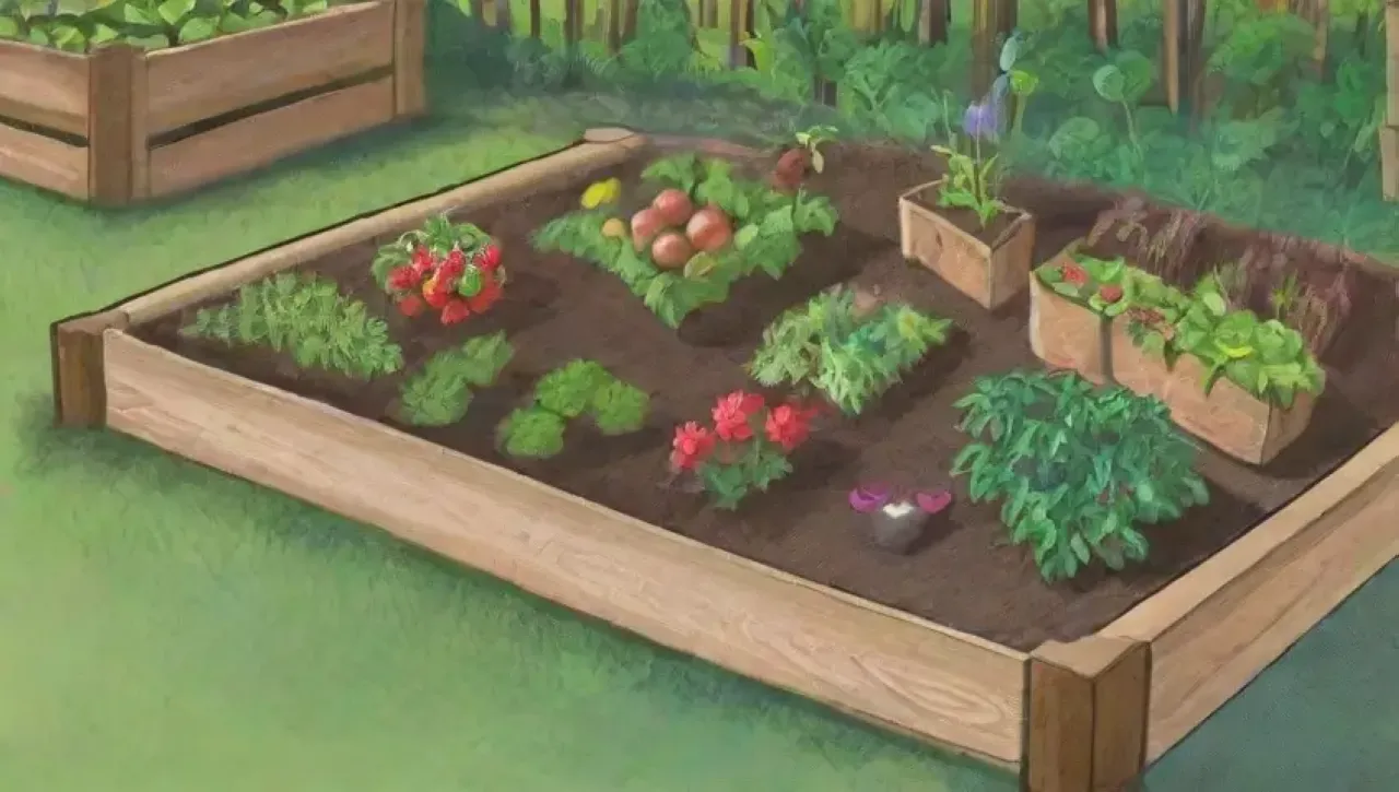Un jardín vibrante y sostenible lleno de vida y diversidad