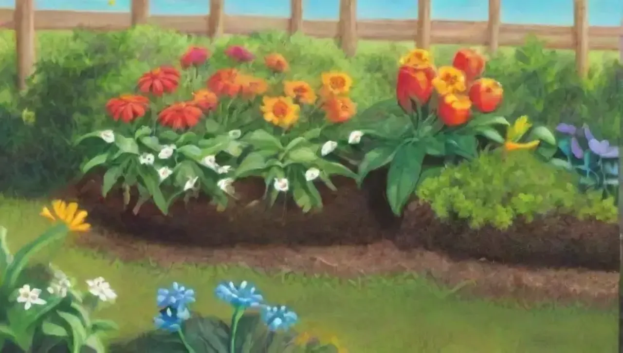 Un jardín vibrante y lleno de vida con colores y aromas diversos