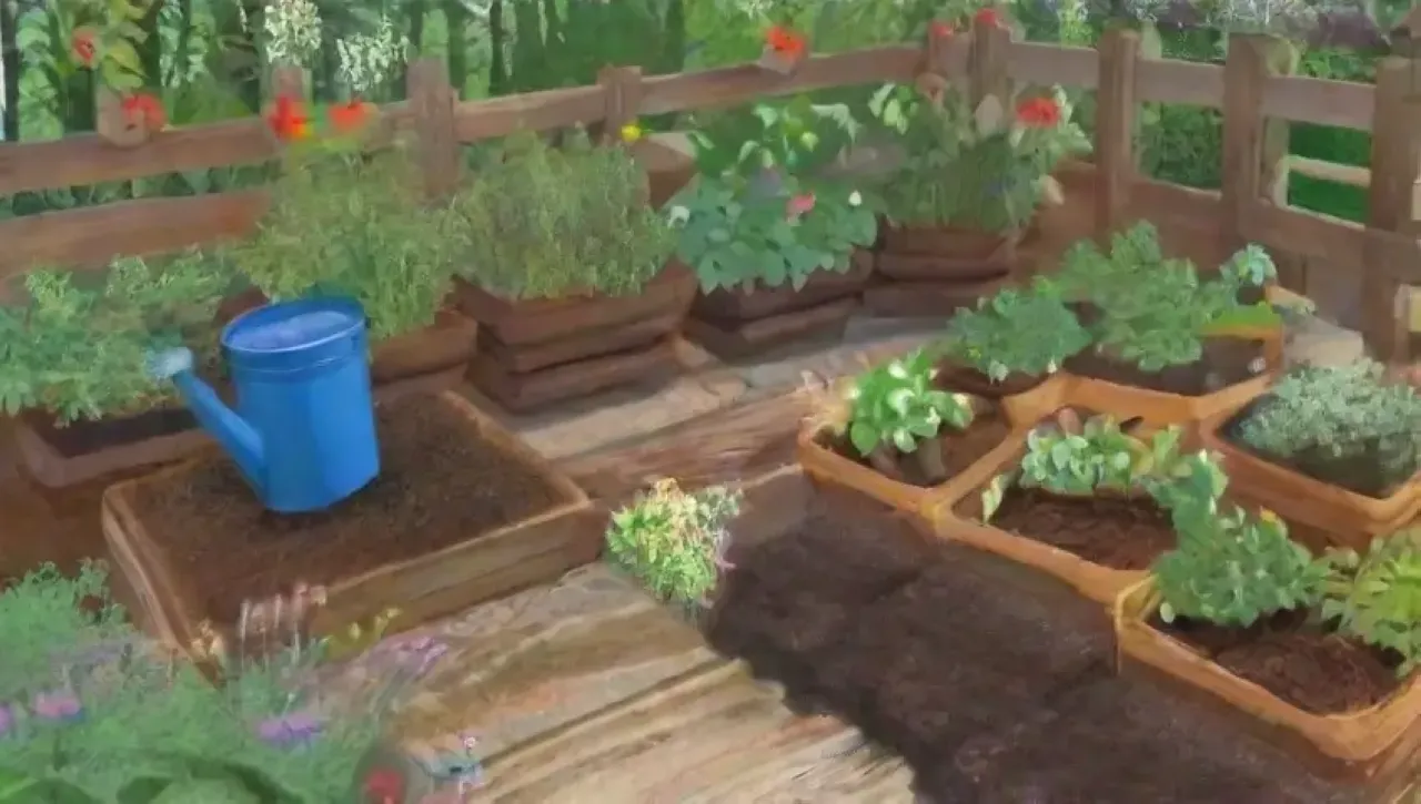 Un jardín vibrante y saludable lleno de vida y color