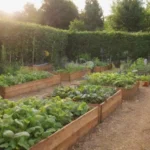 Jardín vibrante y sostenible con plantas