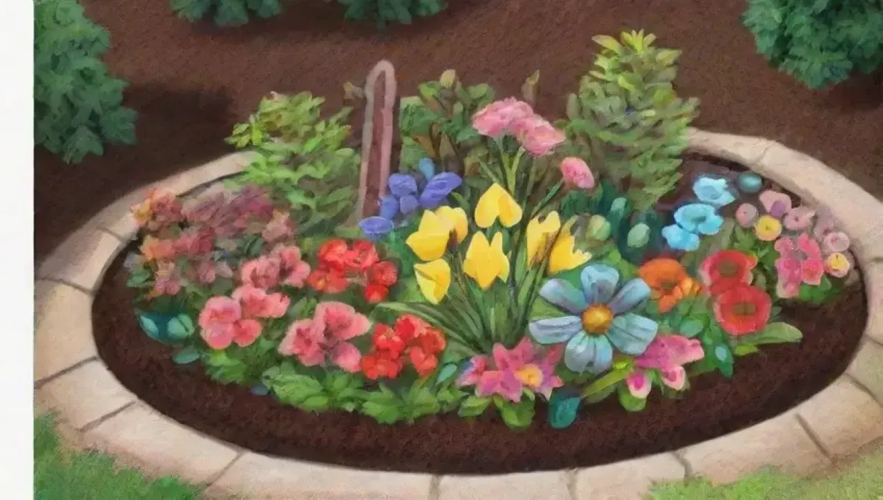 Un jardín vibrante y acogedor lleno de colores, aromas y vida