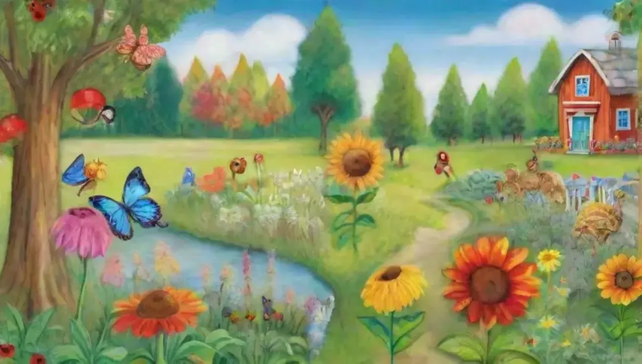 Un paisaje veraniego lleno de vida y colores vibrantes