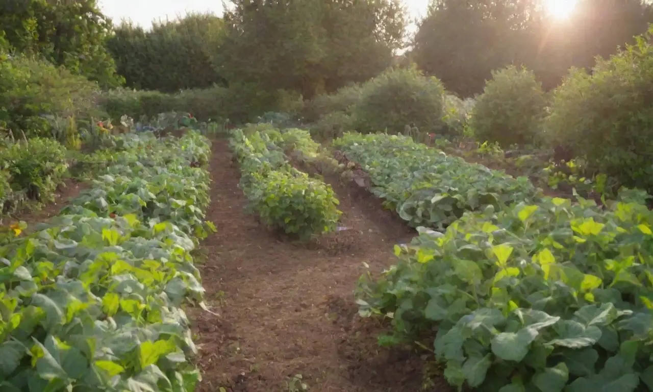 Jardín vibrante con vegetales