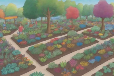 Un jardín vibrante con plantas diversas