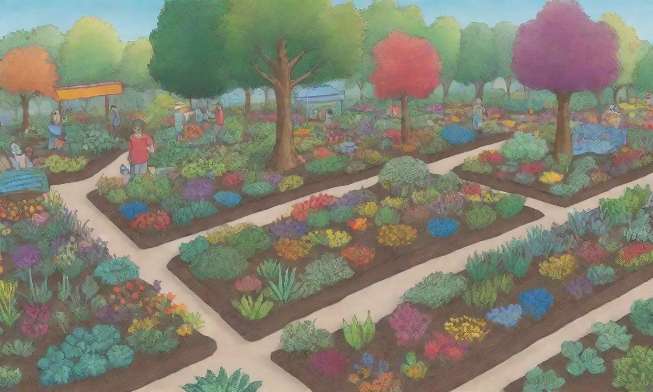 Un jardín vibrante con plantas diversas