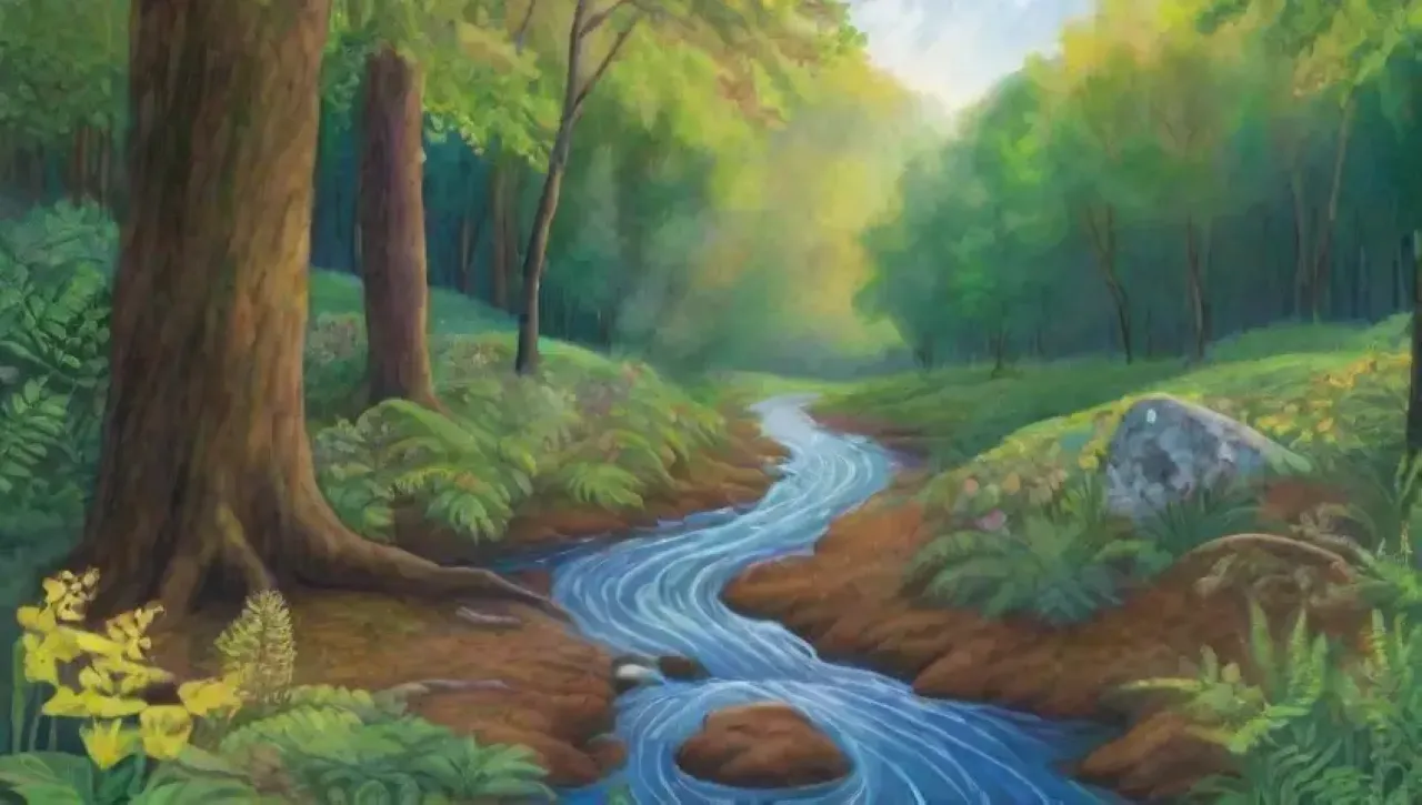 Un paisaje natural vibrante y armonioso lleno de vida