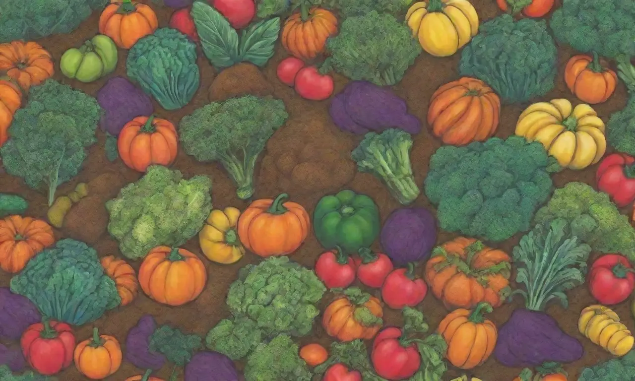 Cosecha de vegetales vibrantes y frutas coloridas en armonía con la naturaleza