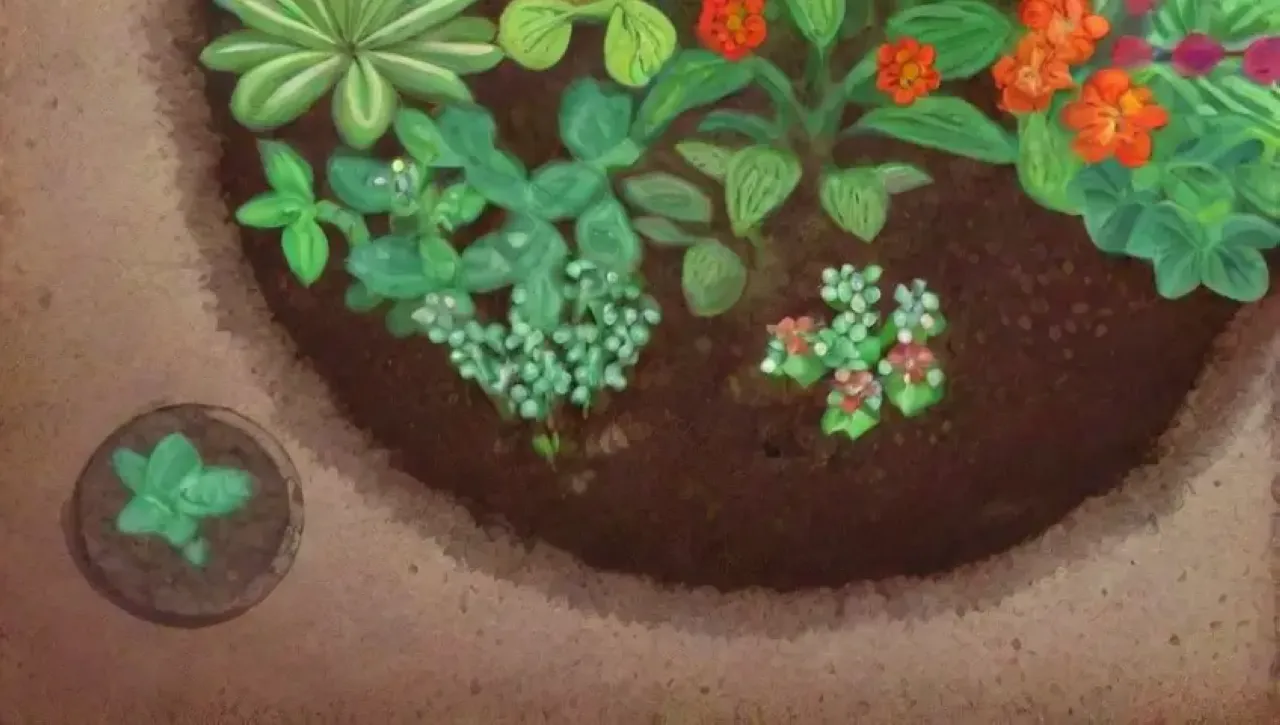 Un jardín vibrante y saludable lleno de vida y color