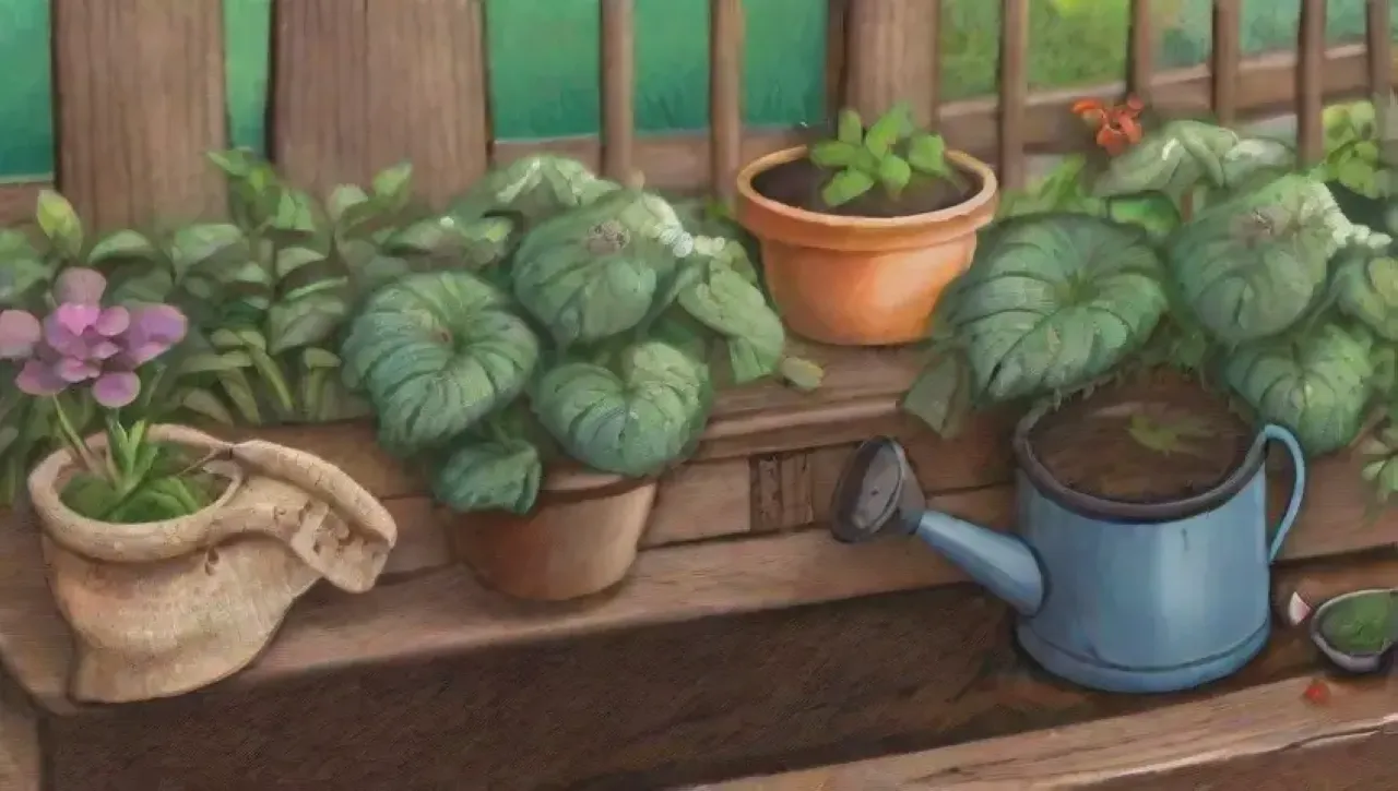 Un jardín vibrante con té humeante, flores coloridas y una atmósfera serena
