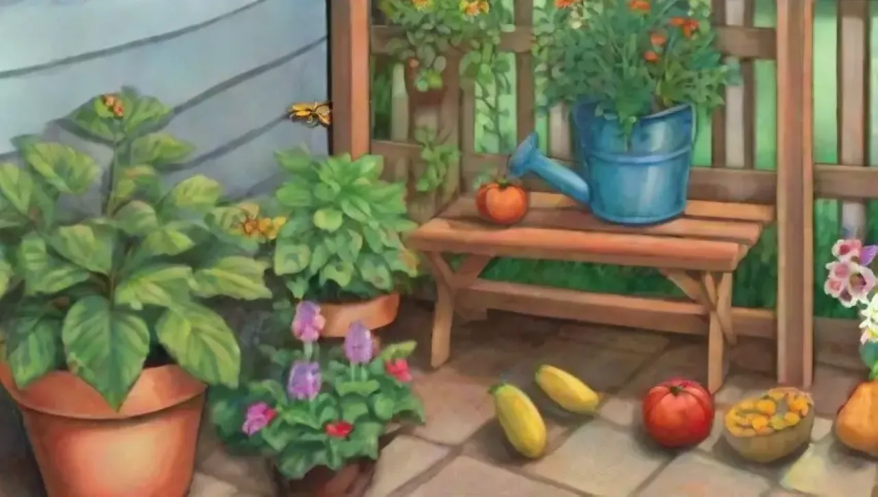Un jardín vibrante y armonioso lleno de vida y color